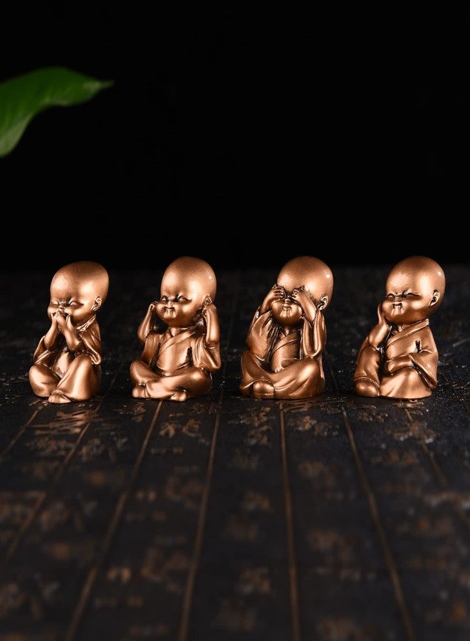BRABUD Resin Hear No Evil See No Evil Speak No Evil Do No Evil Statue Set of 4 Monks Figurine Home Desk Office Desk Decor Ornaments Collectible TQGJBS233 - Image 5